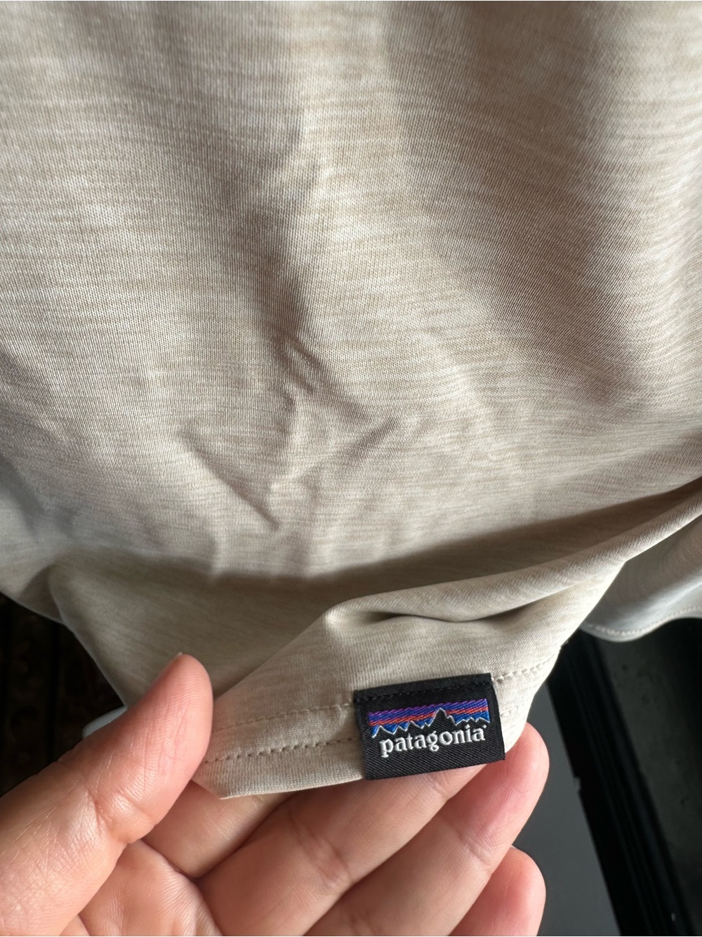 Patagonia capilene cool daily Beige Hooded Long Sleeve Tee with Logo Stripe - Picture 5 of 11